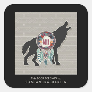 Adesivo Quadrado Wolf Native Animal Spirit Book