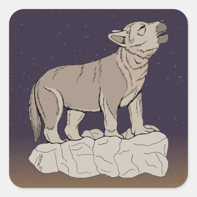 Adesivo Quadrado Wolf Pup Howling (Frente)