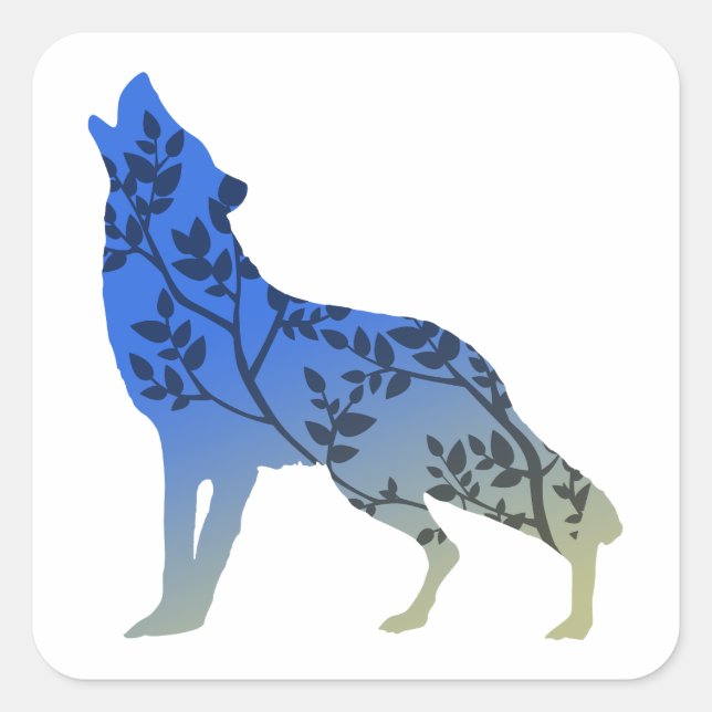 Adesivo Quadrado Wolf Tree (Frente)