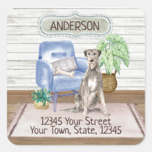 Adesivo Quadrado Wolfhound Cozy New Home Address      