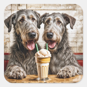 Adesivo Quadrado Wolfhounds Irlandês Com Soda Sorvete