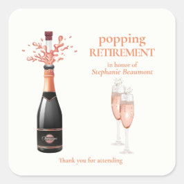 Adesivo Quadrado Woman's Elegant Popping Champagne Retirement