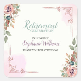 Adesivo Quadrado Women Floral Classic Elegant Retirement Party