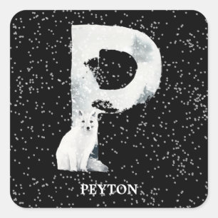 Adesivo Quadrado Wonderland Alphabet P Monograma Lobo de Neve