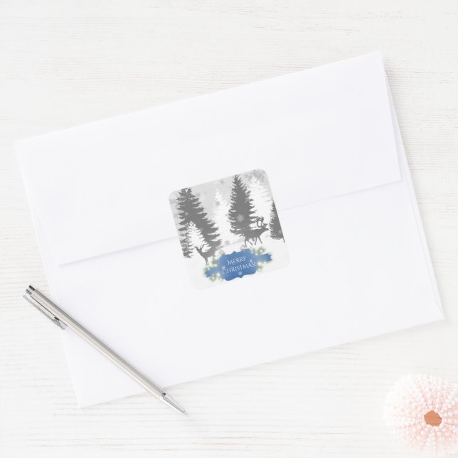 Adesivo Quadrado Wonderland Christmas Sticker - Azul (Envelope)