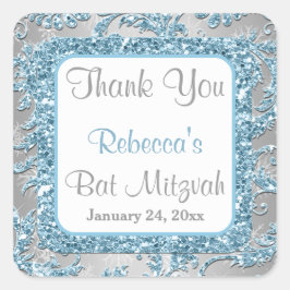 Adesivo Quadrado Wonderland Damask Bat Mitzvah Sticker 4