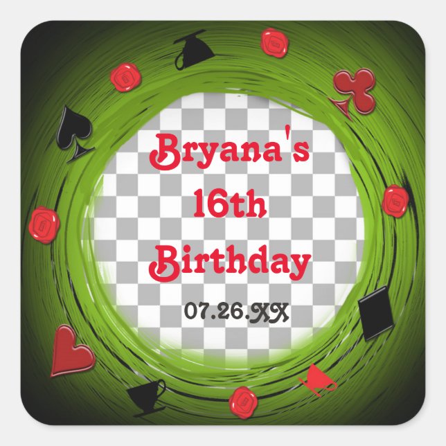 Adesivo Quadrado Wonderland Whimsical Mad Tea Party Swirl Sticker (Frente)