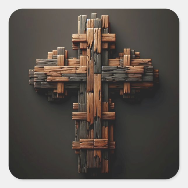 Adesivo Quadrado Wood Cross Stickers (Frente)