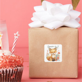 Adesivo Quadrado Woodland Animal Orange Fox  Pastel Floral