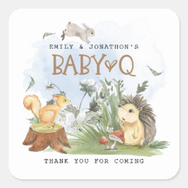 Adesivo Quadrado Woodland Baby Q Backyard Chá de fraldas Obrigado