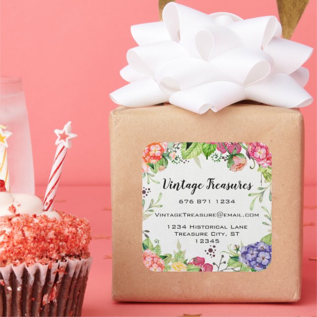 Adesivo Quadrado Woodland boho Floral Business ou Artesanato Pessoa (Festa)