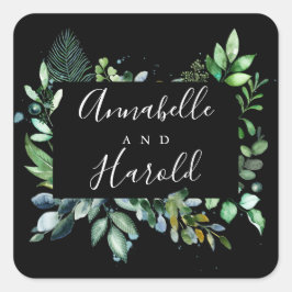 Adesivo Quadrado Woodland Greenery Elegant Wedding