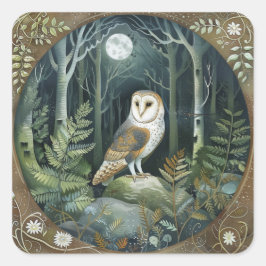 Adesivo Quadrado Woodland Owl