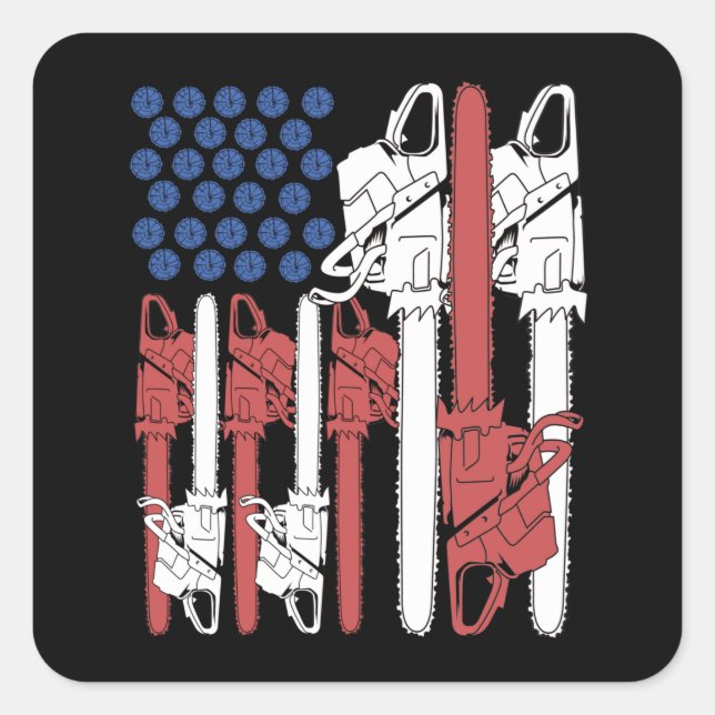 Adesivo Quadrado Woodworking Men Lumberjack Oferece Chainsaw Arbori (Frente)