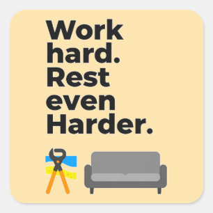 Adesivo Quadrado Work Hard Rest Even Harder Minimal Quote Design