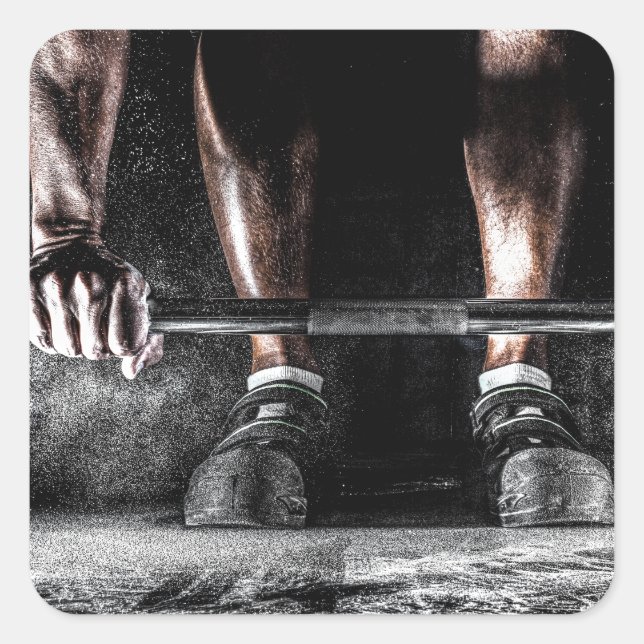 Adesivo Quadrado Workout de Gym de Levantamento de Peso da malhação (Frente)