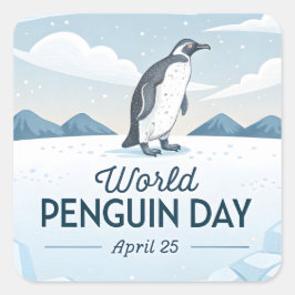 Adesivo Quadrado World Penguin Day Winter Nature Illustration