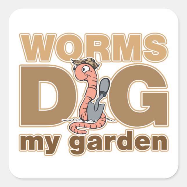 Adesivo Quadrado Worms Dig My Garden (Frente)