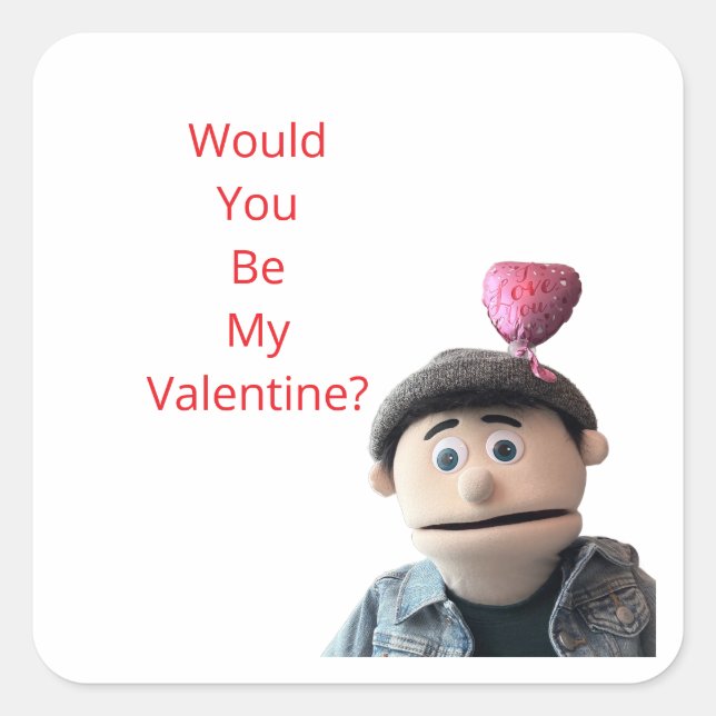 Adesivo Quadrado Would You Be My Valentine? (Frente)