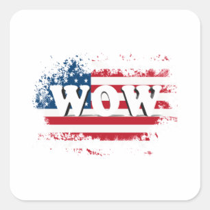 Adesivo Quadrado WOW USA Free Day T shirt Classic