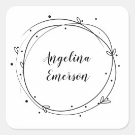 Adesivo Quadrado Wreath Feminina, Joia Feita à Mão, Brugada