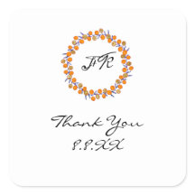 Wreath White Obrigado Monograma Dourado Laranja Az