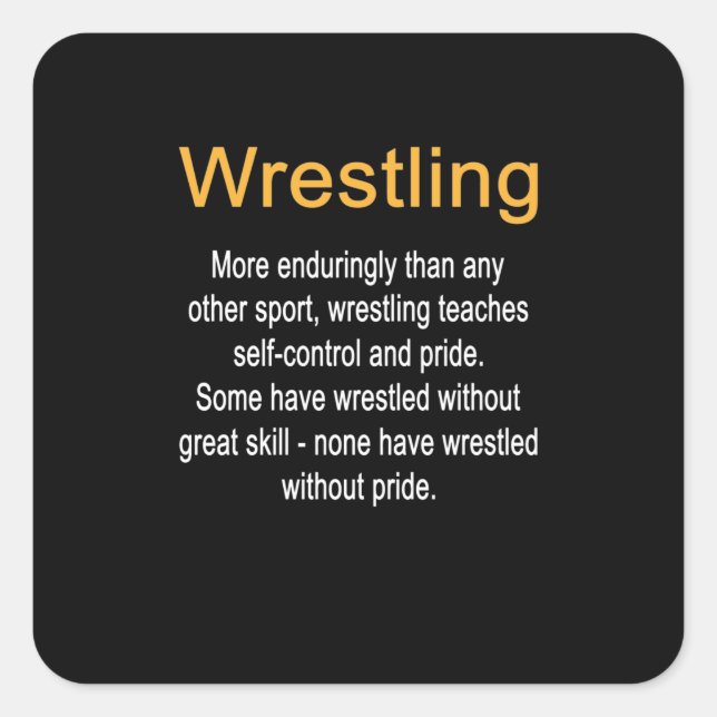 Adesivo Quadrado Wrestling Definition Self Control Coach (Frente)