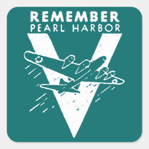 Adesivo Quadrado WWII White Lembra-se de Pearl Harbor