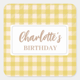 Adesivo Quadrado Xadrez amarelo Vichy estilo preppy clássico