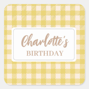 Adesivo Quadrado xadrez amarelo vichy préppy clássico