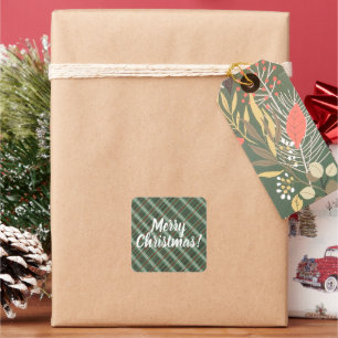 Adesivo Quadrado Xadrez de Feliz Natal Personalizável