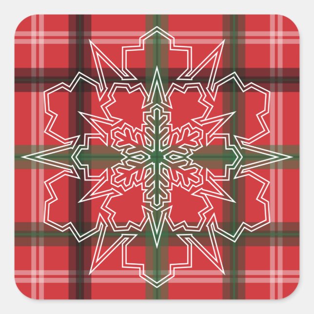 Adesivo Quadrado Xadrez de Natal (Frente)