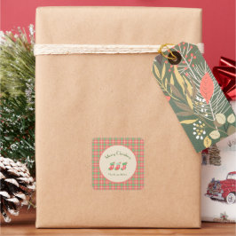 Adesivo Quadrado Xadrez de natal à base de vermelho