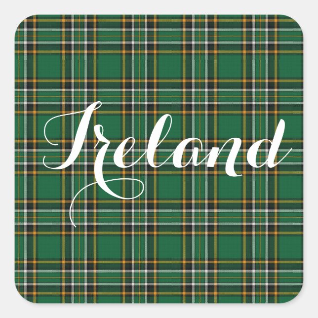 Adesivo Quadrado Xadrez Nacional Irlandesa do Tartan Personalizada (Frente)