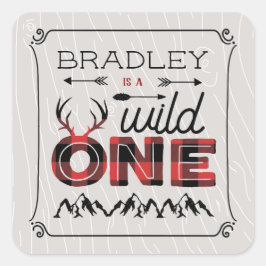 Adesivo Quadrado Xadrez Rústica de Wild One Boys Lumberjack primeir