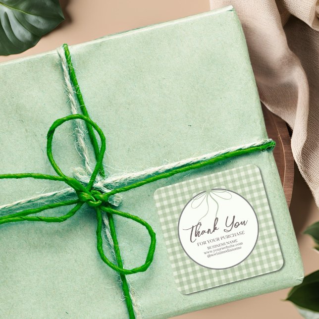 Adesivo Quadrado Xadrez Verde Clássica Retroativa Obrigado Por Sua  (Criador carregado)