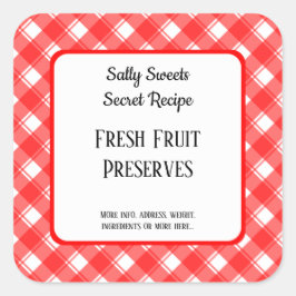 Adesivo Quadrado Xadrez Vermelho e Branco Retro Personalizado para 