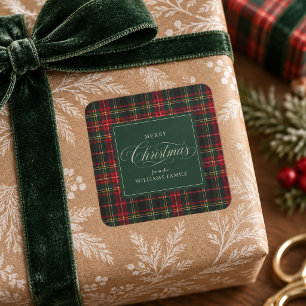 Adesivo Quadrado Xadrez Vermelho Floresta Verde Natal Família