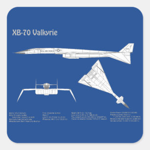 Adesivo Quadrado XB-70 Valkyrie - Planos de avião Blueprint ABD