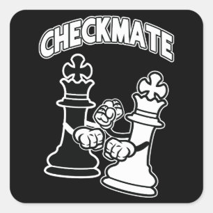 Adesivo Quadrado Xeque-mate Torneio de Xadrez preto e branco