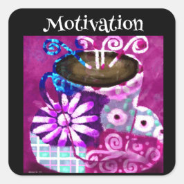 Adesivo Quadrado Xícara de café Abstrato pintando roxo