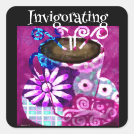 Adesivo Quadrado Xícara de café Abstrato pintando roxo