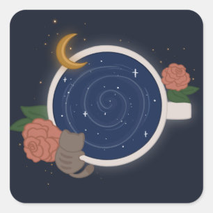 Adesivo Quadrado Xícara de Chá Celestial