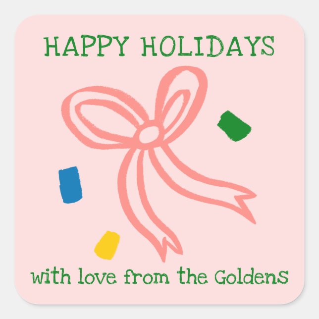 Adesivo Quadrado Xmas Bow Doodle CHRISTMAS Holiday Gift To From  (Frente)