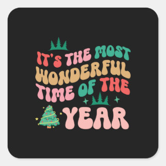 Adesivo Quadrado Xmas Deu-Lhe Que É O Momento Mais Maravilhoso