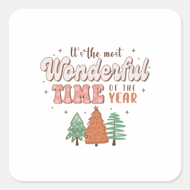 Adesivo Quadrado Xmas É A Hora Mais Maravilhosa Do Ano (Frente)