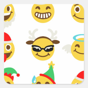 Adesivo Quadrado xmas emoji faces felizes