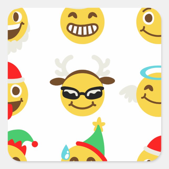 Adesivo Quadrado xmas emoji faces felizes (Frente)