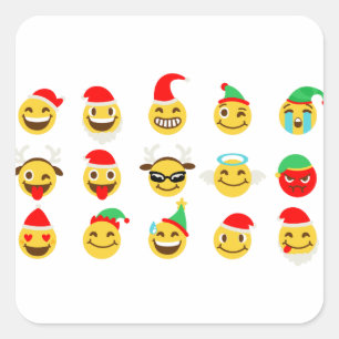 Adesivo Quadrado xmas emoji faces felizes