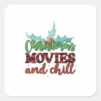 Adesivo Quadrado Xmas Gift Christmas Movies And Chill